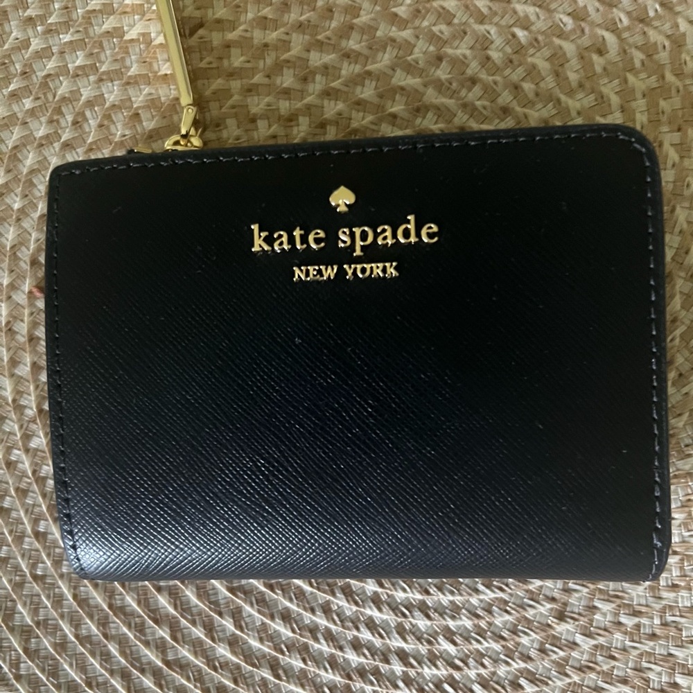Kate Spade Black Card Holder with Gold Zipper